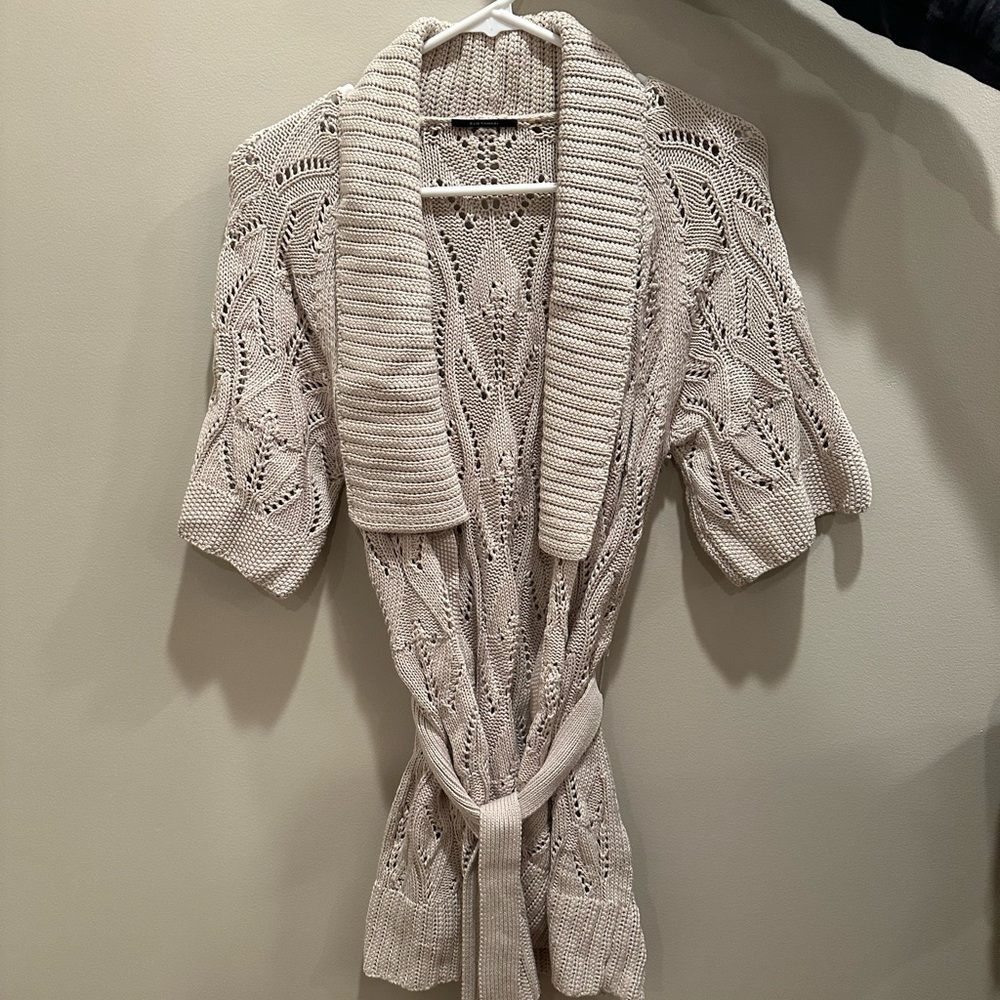 Elie Tahari crocheted summer wrap sweater